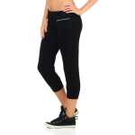 Damen Jogginhose 3/4 Sport-Hose Baumwolle mit Tasche; Schwarz XXL
