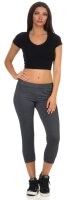 Damen Jogginhose 3/4 Sport-Hose Baumwolle mit Tasche; Dunkelgrau XXL
