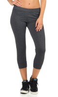 Damen Jogginhose 3/4 Sport-Hose Baumwolle mit Tasche; Dunkelgrau XXL