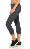 Damen Jogginhose 3/4 Sport-Hose Baumwolle mit Tasche; Dunkelgrau XXL