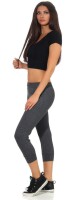 Damen Jogginhose 3/4 Sport-Hose Baumwolle mit Tasche; Dunkelgrau XXL