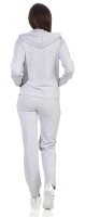 Damen Jogginganzug Anzug mit Reißverschluss; Grau-Rosa 2XL