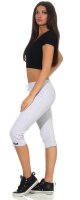 Damen Jogginhose 3/4 Sport-Hose Baumwolle;  Grau-Meliert S