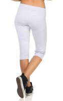 Damen Jogginhose 3/4 Sport-Hose Baumwolle;  Grau-Meliert S