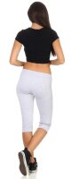 Damen Jogginhose 3/4 Sport-Hose Baumwolle;  Grau-Meliert S