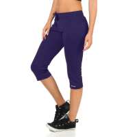 Damen Jogginhose 3/4 Sport-Hose Baumwolle;  Dunkelblau L