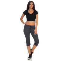 Damen Jogginhose 3/4 Sport-Hose Baumwolle;  Grafit S
