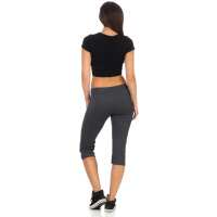 Damen Jogginhose 3/4 Sport-Hose Baumwolle;  Grafit S