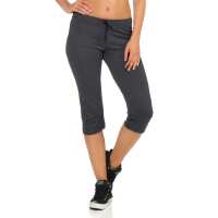 Damen Jogginhose 3/4 Sport-Hose Baumwolle;  Grafit XL