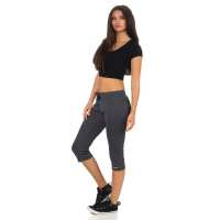 Damen Jogginhose 3/4 Sport-Hose Baumwolle;  Grafit XL