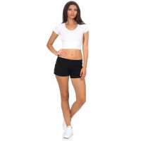 Damen Sport Shorts Hotpants kurz; Schwarz XL