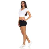 Damen Sport Shorts Hotpants kurz; Schwarz XL