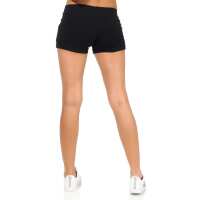 Damen Sport Shorts Hotpants kurz; Schwarz XL