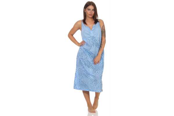 Damen Nachthemd Sleepshirt Nachtwäsche ohne Ärmel; Blau 2XL