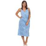 Damen Nachthemd Sleepshirt Nachtwäsche ohne Ärmel; Blau 2XL