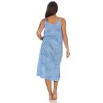 Damen Nachthemd Sleepshirt Nachtwäsche ohne Ärmel; Blau 2XL