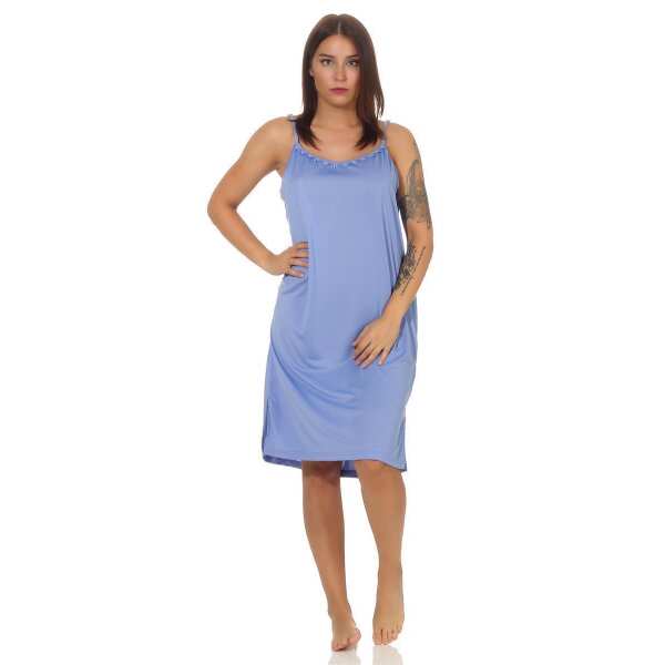 Damen Nachthemd Sleepshirt Nachtwäsche Sommer ohne Ärmel; Blau M