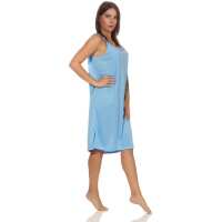 Damen Nachthemd Sleepshirt Nachtwäsche Sommer ohne Ärmel; Hell-Blau M