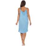 Damen Nachthemd Sleepshirt Nachtwäsche Sommer ohne Ärmel; Hell-Blau XL