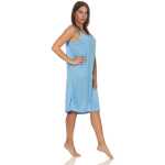 Damen Nachthemd Sleepshirt Nachtwäsche Sommer ohne Ärmel; Hell-Blau XL
