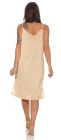 Damen Nachthemd Sleepshirt Nachtwäsche Sommer ohne Ärmel; Beige XL