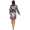 Damen Morgenmantel kurzer Kimono in Satin-Optik Spitze; Grau-Violett S