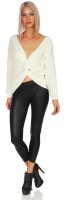 Damen V-Ausschnitt Pullover Strickpullover; S/M;  Ecru/Silber/Onesize