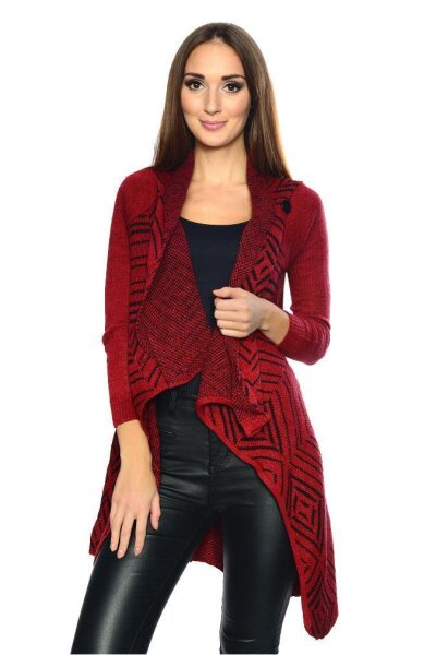 Strickjacke Sweats Poncho Umhang Cardigan Jacke; Bordo/S/M