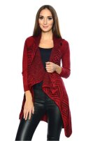 Strickjacke Sweats Poncho Umhang Cardigan Jacke; Bordo/S/M