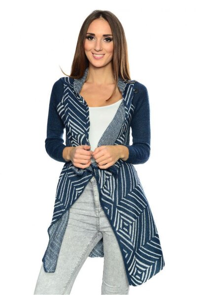 Strickjacke Sweats Poncho Umhang Cardigan Jacke; Blau/S/M