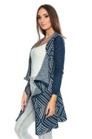 Strickjacke Sweats Poncho Umhang Cardigan Jacke; Blau/S/M