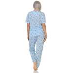 Damen Pyjama Hose + Shirt Schlafanzug Pyjama-Set; Blau/XL/42