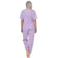 Damen Pyjama Hose + Shirt Schlafanzug Pyjama-Set; Flieder/L/40