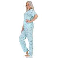 Damen Pyjama Hose + Shirt Schlafanzug Pyjama-Set; Grün/L/40