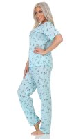 Damen Pyjama Hose + Shirt Schlafanzug Pyjama-Set; Grün/2XL/44