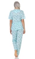 Damen Pyjama Hose + Shirt Schlafanzug Pyjama-Set; Grün/2XL/44