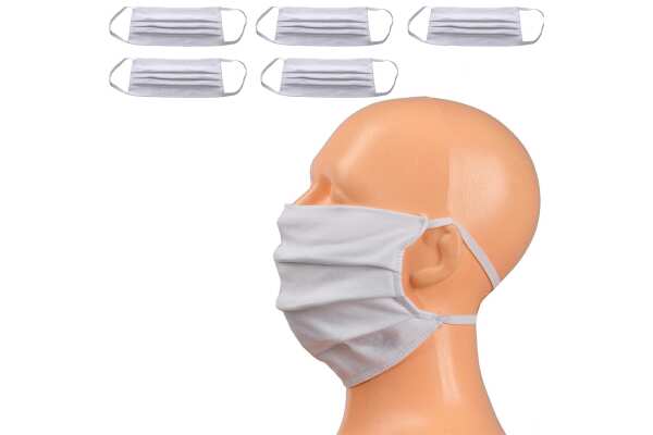5 Stück Maske Mundschutz Gesichtsmaske waschbar 2-Lagen Baumwolle 100%,
