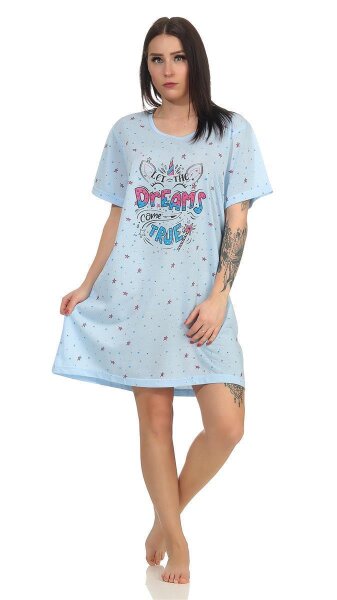 Damen Nachthemd Sleepshirt Nachtwäsche; Blau 3XL