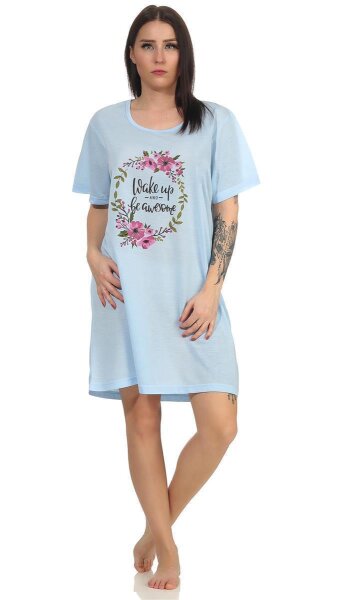 Damen Nachthemd Sleepshirt Nachtwäsche; Blau 2XL