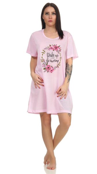 Damen Nachthemd Sleepshirt Nachtwäsche; Rosa 2XL