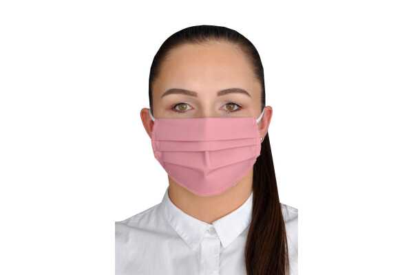 5 Stück Damen Masken Mundschutz Gesichtsmaske waschbar 2-Lagen Baumwolle 100%,  Altrosa