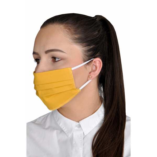 5 Stück Damen Masken Mundschutz Gesichtsmaske waschbar 2-Lagen Baumwolle 100%,  Senf