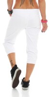 Damen 3/4 Capri Jogginghose Jogging Sport mit Taschen; Weiß M