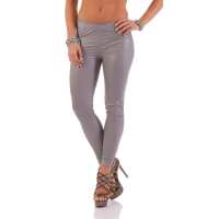 Damen Leggings Latex Look Lack Glanz, Grau-Matt 4XL