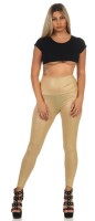 Damen Leggings hoher bund Glanz / Matt  Lack; Beige XXL/44