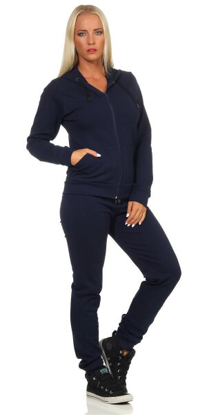 Damen Jogginganzug  Freizeitanzug Hausanzug Anzug; Dunkelblau 2XL