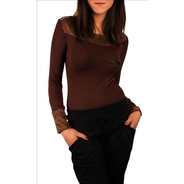 Longshirt Tunika Ripp Pullover; S/M; Schokobraun