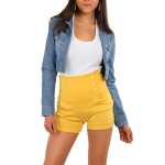 Damen Hoch taillierte kurze Hosen mit Knöpfen hohe Taille; S/M