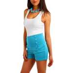 Damen Hoch taillierte kurze Hosen mit Knöpfen hohe Taille; S/M