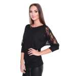 Damen Longshirt mit Tüll Ärmel Tunika Top Bluse,